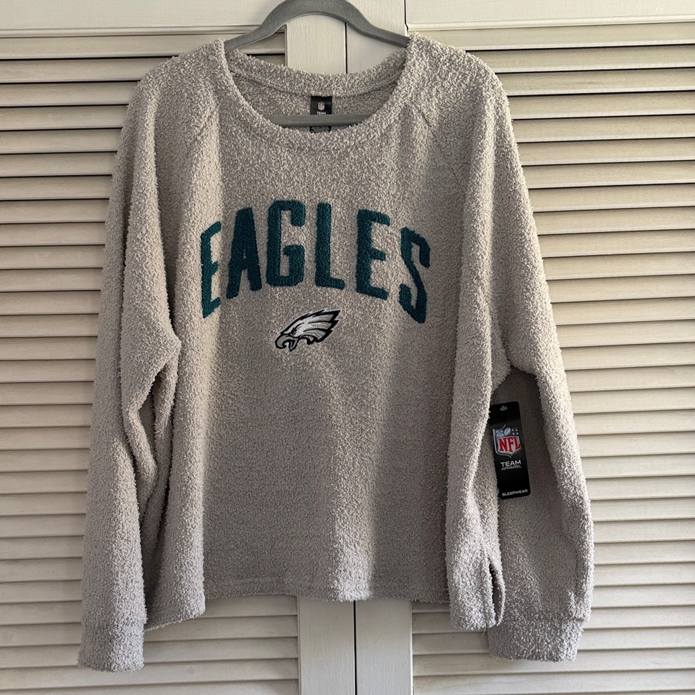 NFL Women's Gray Philadelphia Eagles Fleece Crew Neck Sweater XL